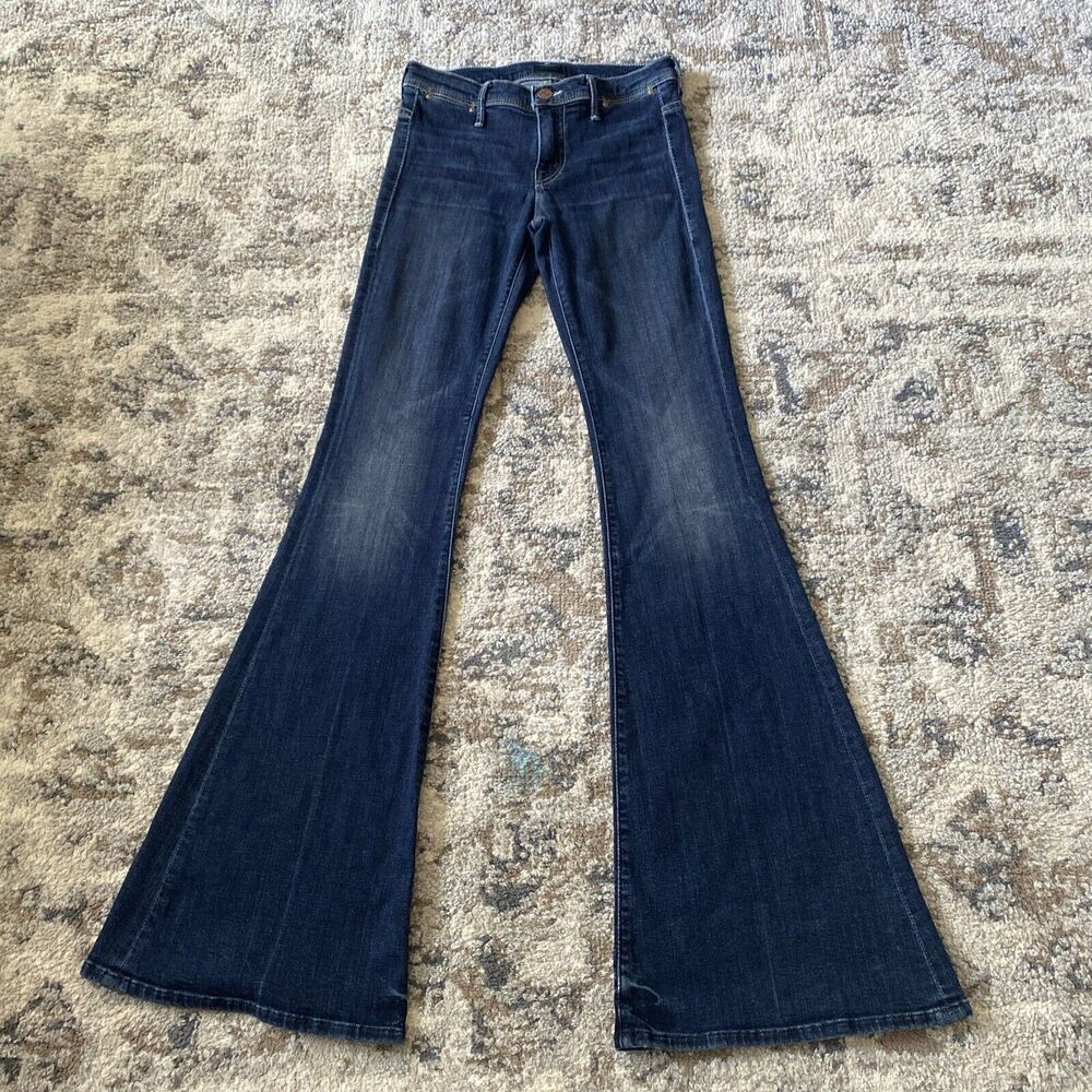 Mother Jeans Curfew Flare Here Kitty Kitty Blue Dark Wash Women’s Sz 24/34